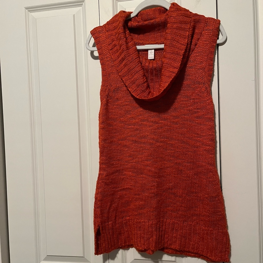 Chico’s Cassia Cowl Orange Sleeveless Sweater Size 1 (Medium or 8)